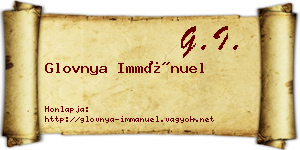 Glovnya Immánuel névjegykártya